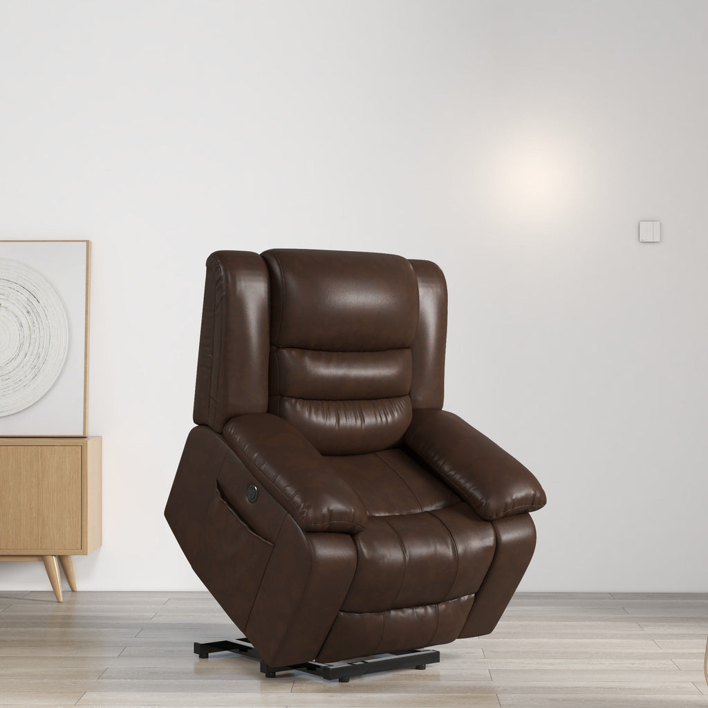 Fauteuil releveur en cuir à double moteur, fauteuils inclinables électriques surdimensionnés avec fonction massage et chauffage électrique