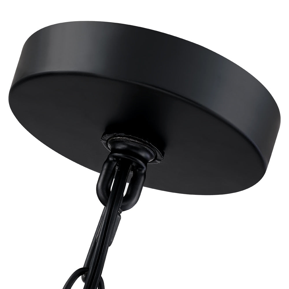 Luminaire à suspension à plusieurs niveaux en rotin Lennie, 4 lumières, 50 cm (20 po), avec abat-jour noir - 50 cm (20 po) L - 50 cm (20 po) L