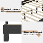 Lifezone - Cadre de lit à plateforme capitonné réglable, taille Queen