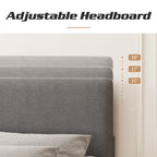 Lifezone - Cadre de lit à plateforme capitonné réglable, taille Queen