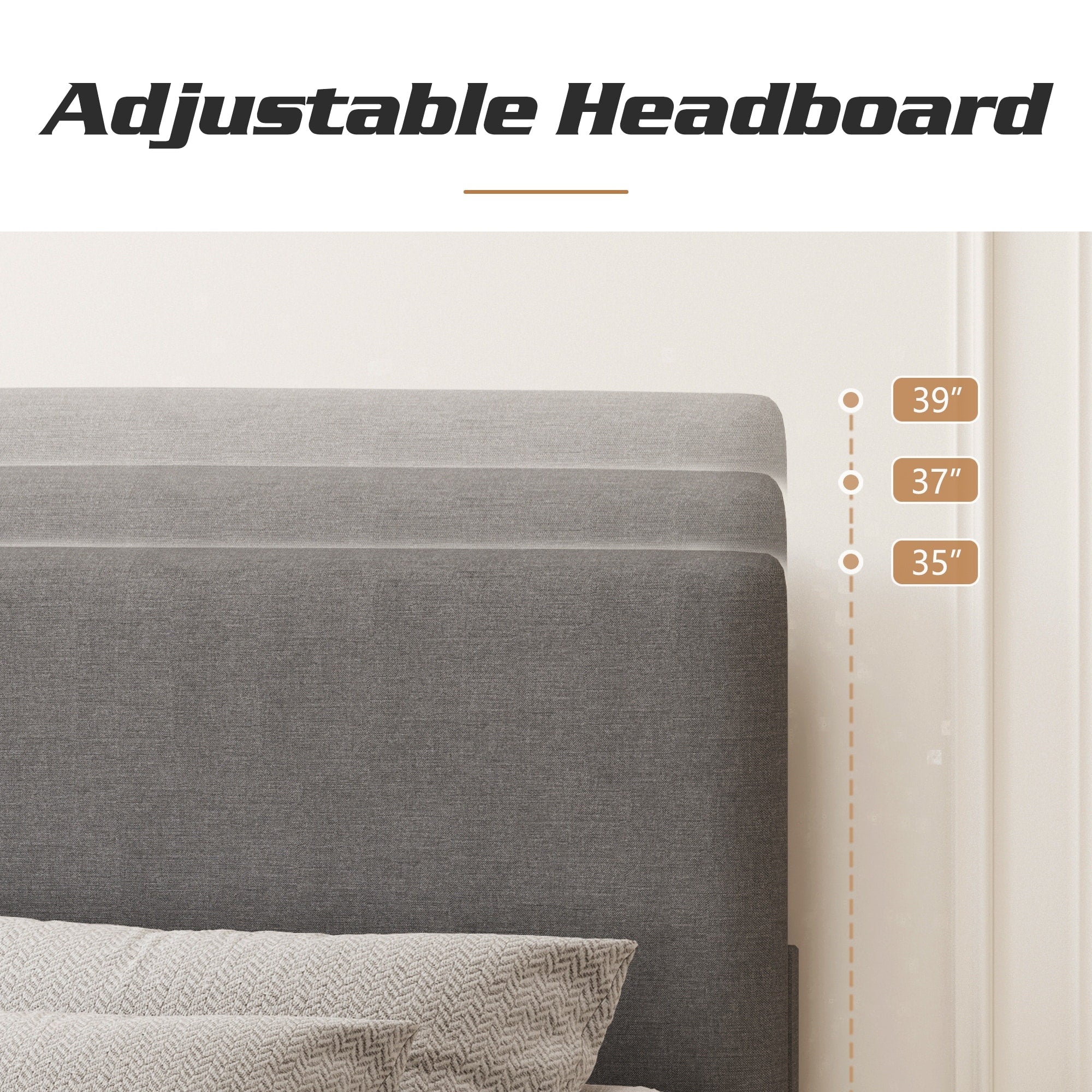 Lifezone - Cadre de lit à plateforme capitonné réglable, taille Queen