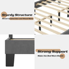 Lifezone - Cadre de lit à plateforme capitonné réglable, taille Queen