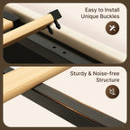 Cadre de lit coffre relevable, cadre de lit plateforme recouvert de tissu avec système de rangement hydraulique et tête de lit.