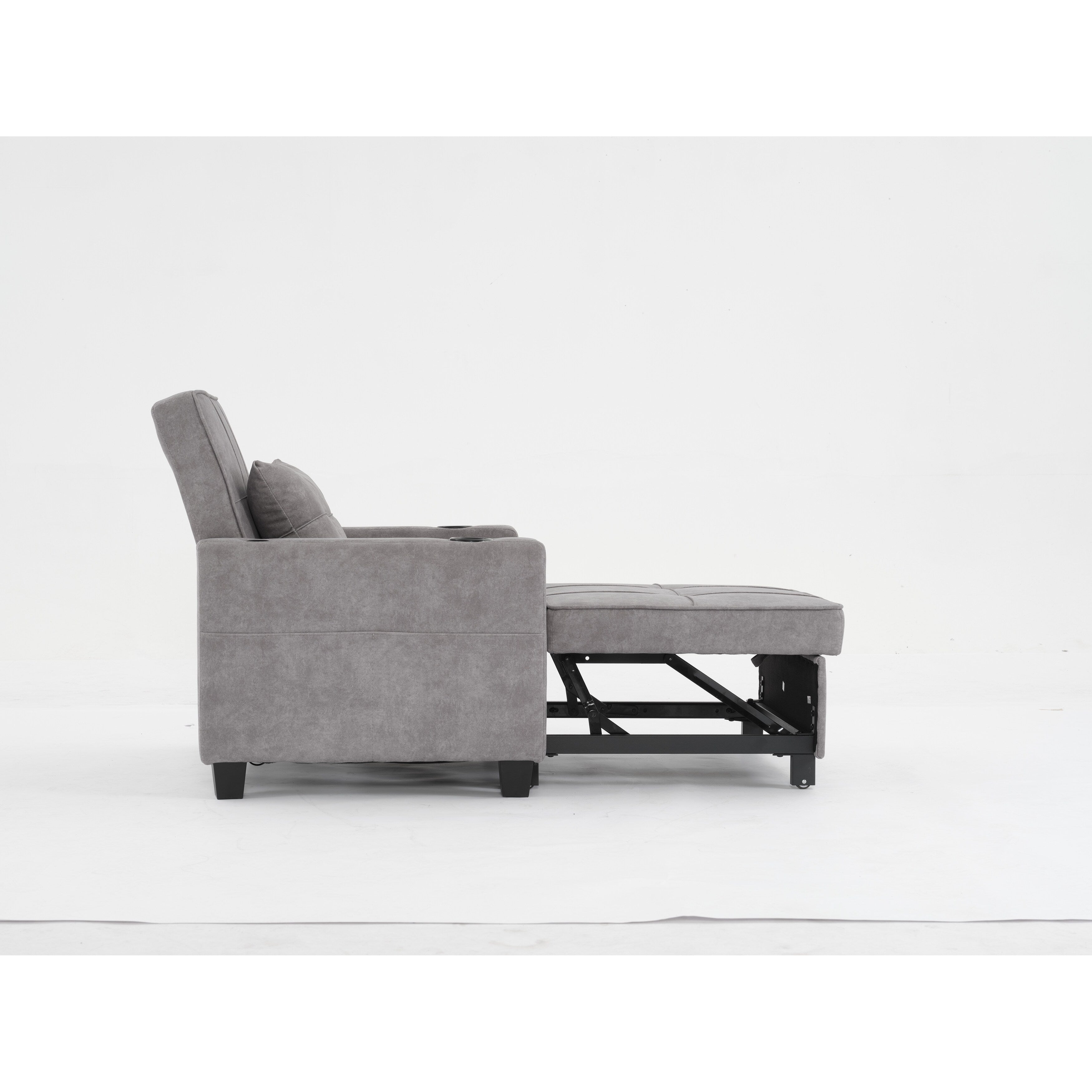 Canapé-lit convertible 3 en 1 Tech Clothr gris clair 68.12 avec ports USB et revêtement résistant à l'usure pour salon