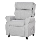 Fauteuil inclinable manuel rembourré gris clair pour enfants de 3 à 5 ans, avec repose-pieds et 2 poches latérales