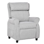 Fauteuil inclinable manuel rembourré gris clair pour enfants de 3 à 5 ans, avec repose-pieds et 2 poches latérales