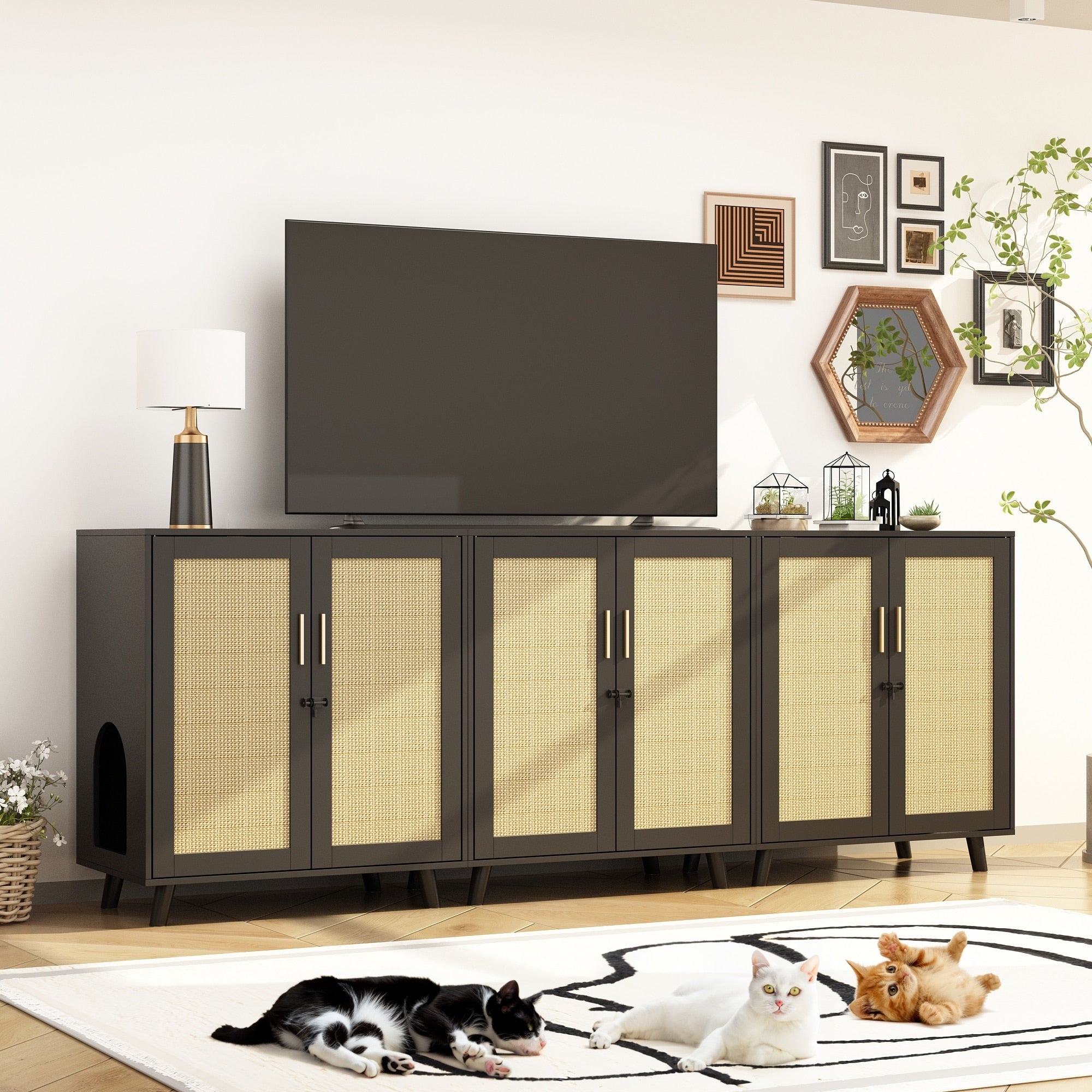 Abri pour bac à litière, meuble pour bac à litière pour chat, table d'appoint, table de canapé