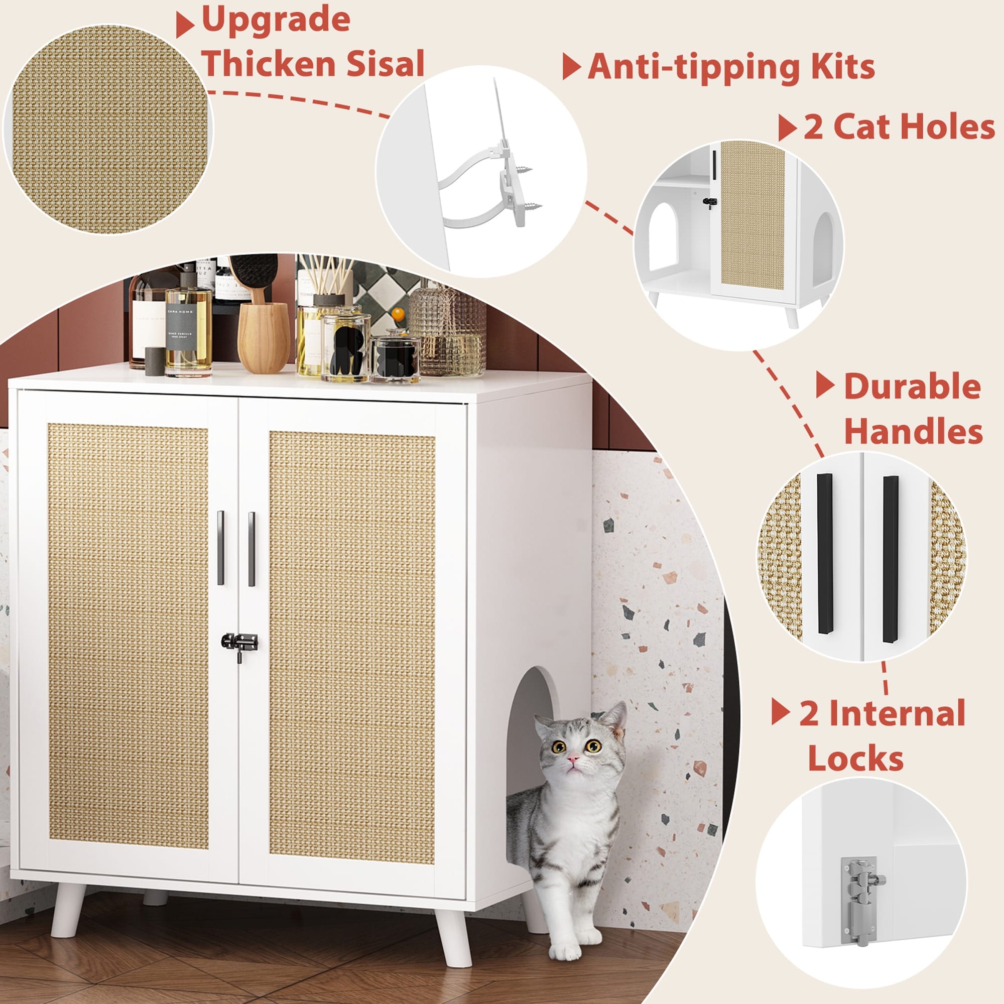 Abri pour bac à litière, meuble pour bac à litière pour chat, table d'appoint, table de canapé