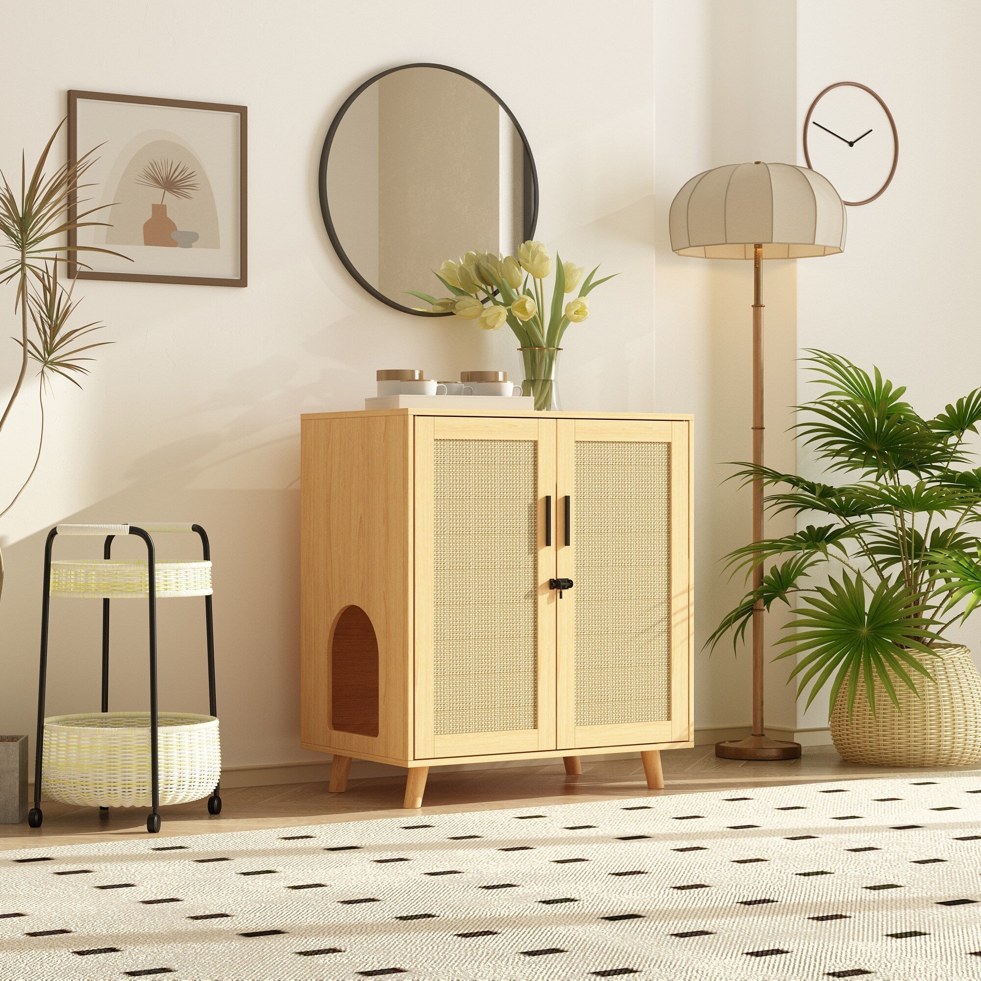 Abri pour bac à litière, meuble pour bac à litière pour chat, table d'appoint, table de canapé