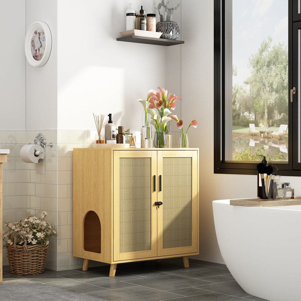 Abri pour bac à litière, meuble pour bac à litière pour chat, table d'appoint, table de canapé