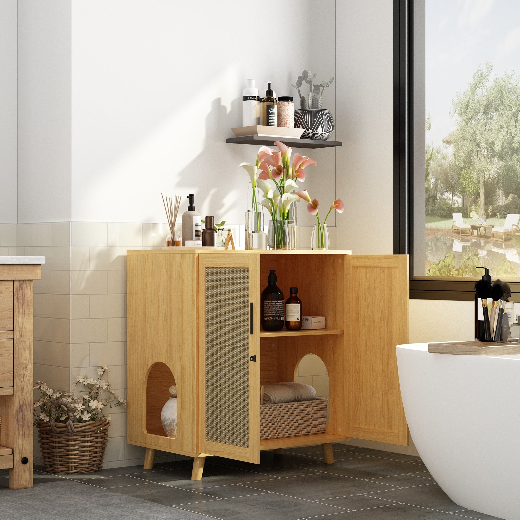 Abri pour bac à litière, meuble pour bac à litière pour chat, table d'appoint, table de canapé