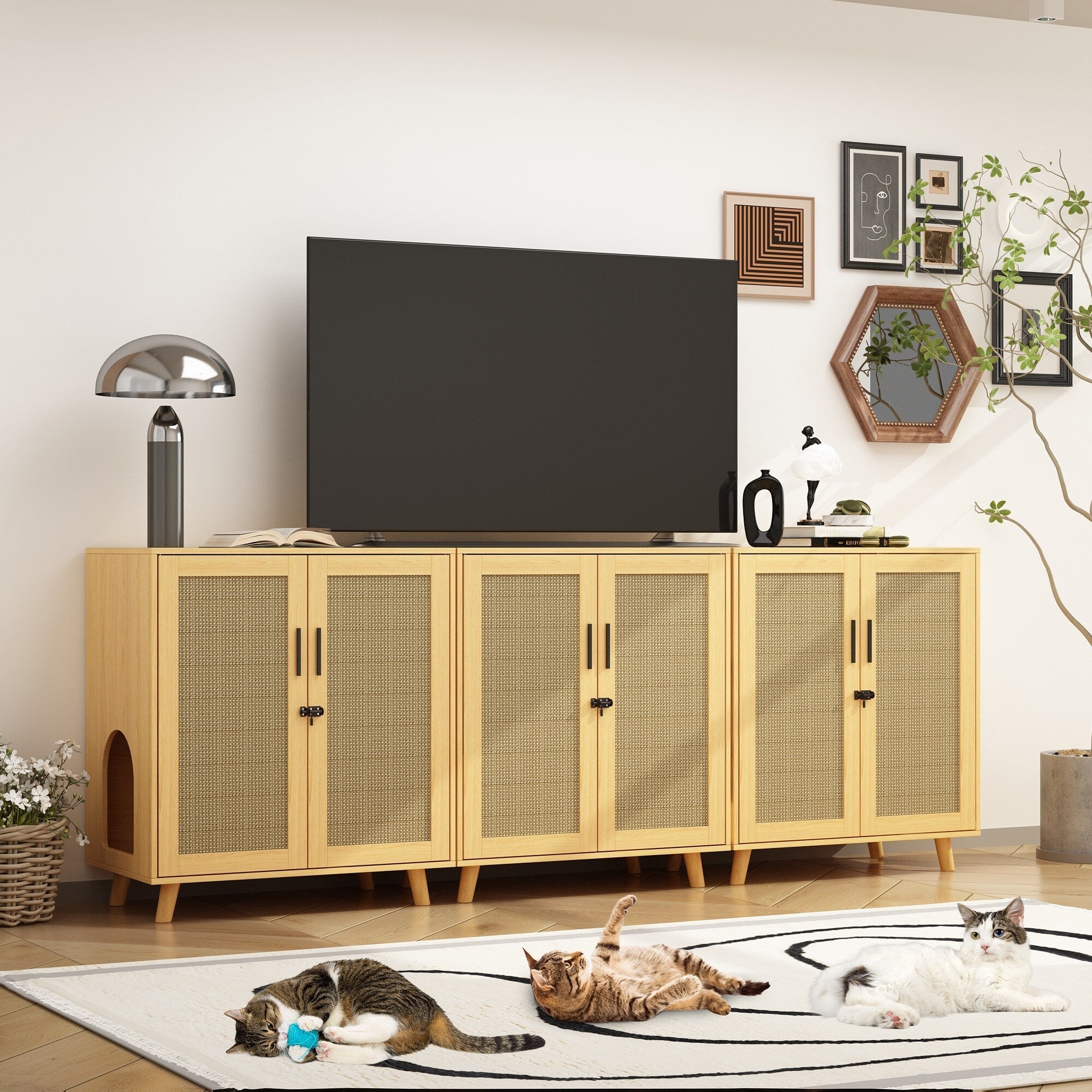 Abri pour bac à litière, meuble pour bac à litière pour chat, table d'appoint, table de canapé