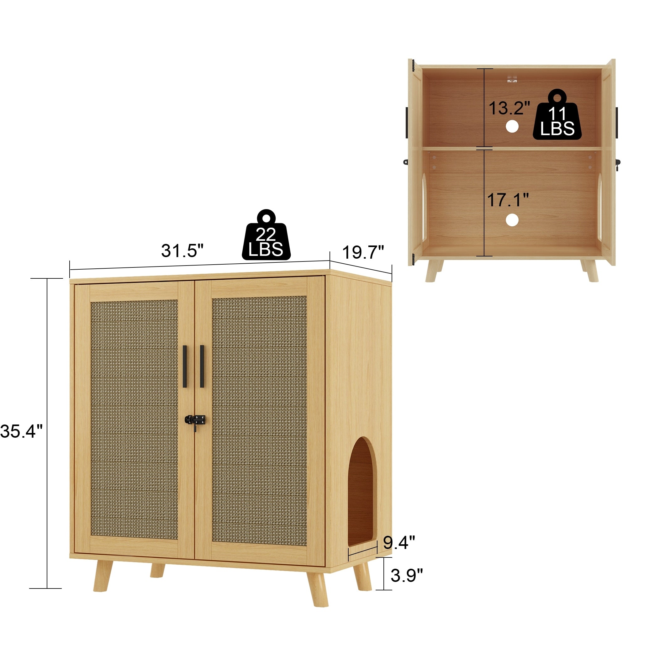 Abri pour bac à litière, meuble pour bac à litière pour chat, table d'appoint, table de canapé