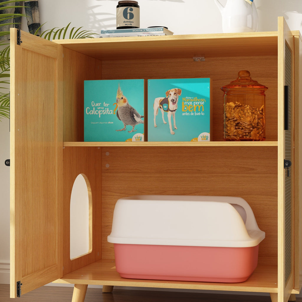 Abri pour bac à litière, meuble pour bac à litière pour chat, table d'appoint, table de canapé