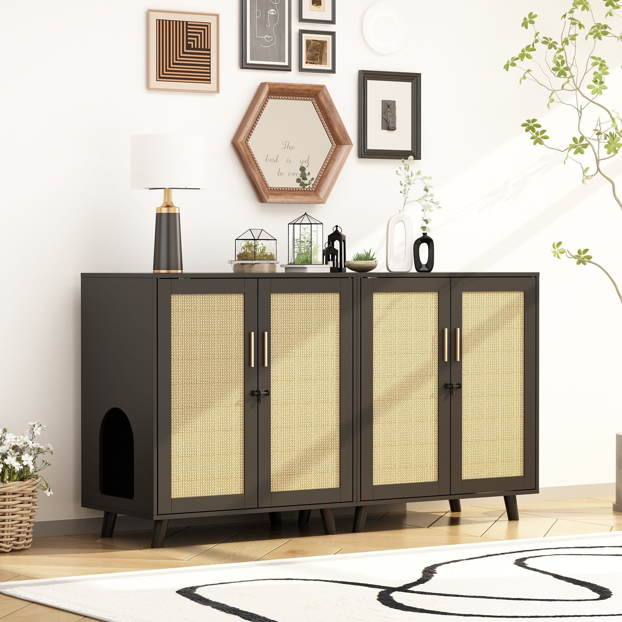 Abri pour bac à litière, meuble pour bac à litière pour chat, table d'appoint, table de canapé