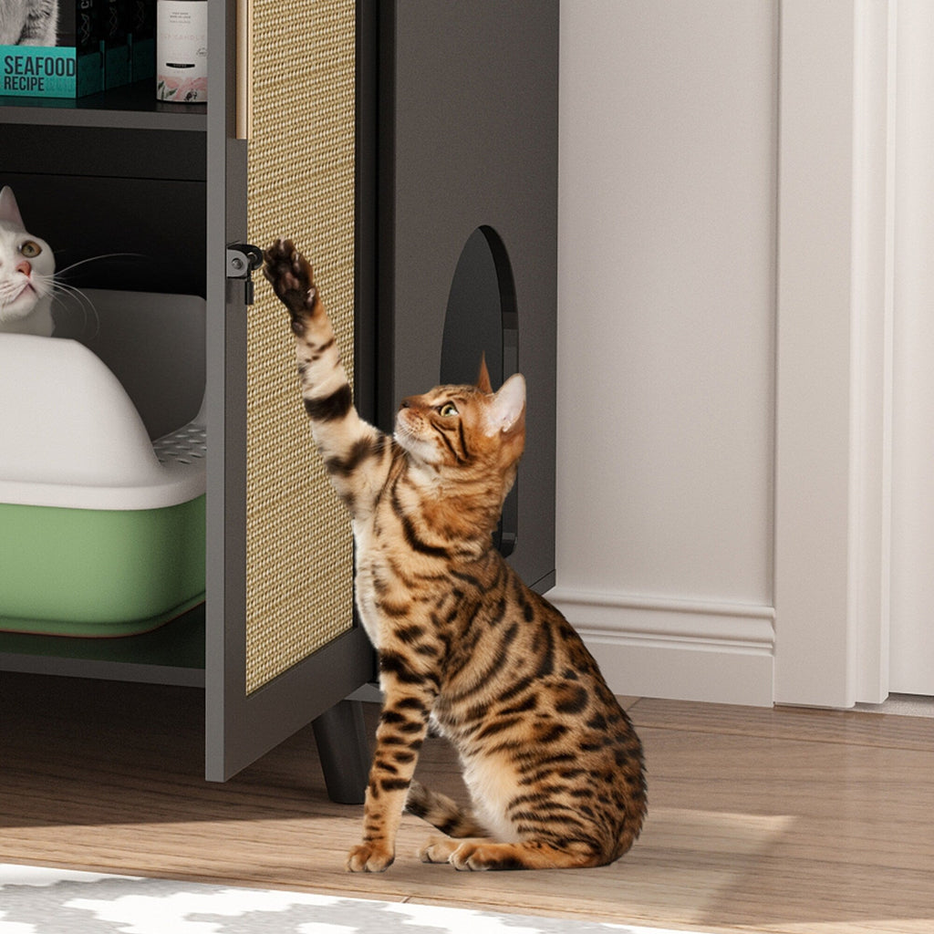 Abri pour bac à litière, meuble pour bac à litière pour chat, table d'appoint, table de canapé