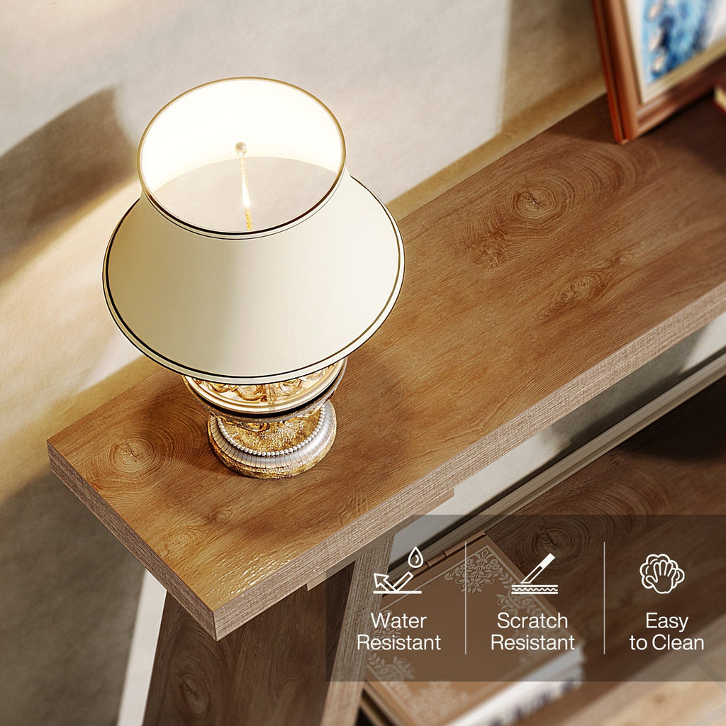 Table console de canapé en bois rustique de 180 cm de long avec étagère de rangement