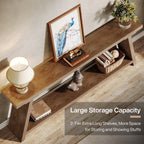 Table console de canapé en bois rustique de 180 cm de long avec étagère de rangement