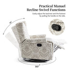 Ensemble de 2 fauteuils inclinables pivotants à bascule de 74 cm de large, à dossier inclinable manuel.