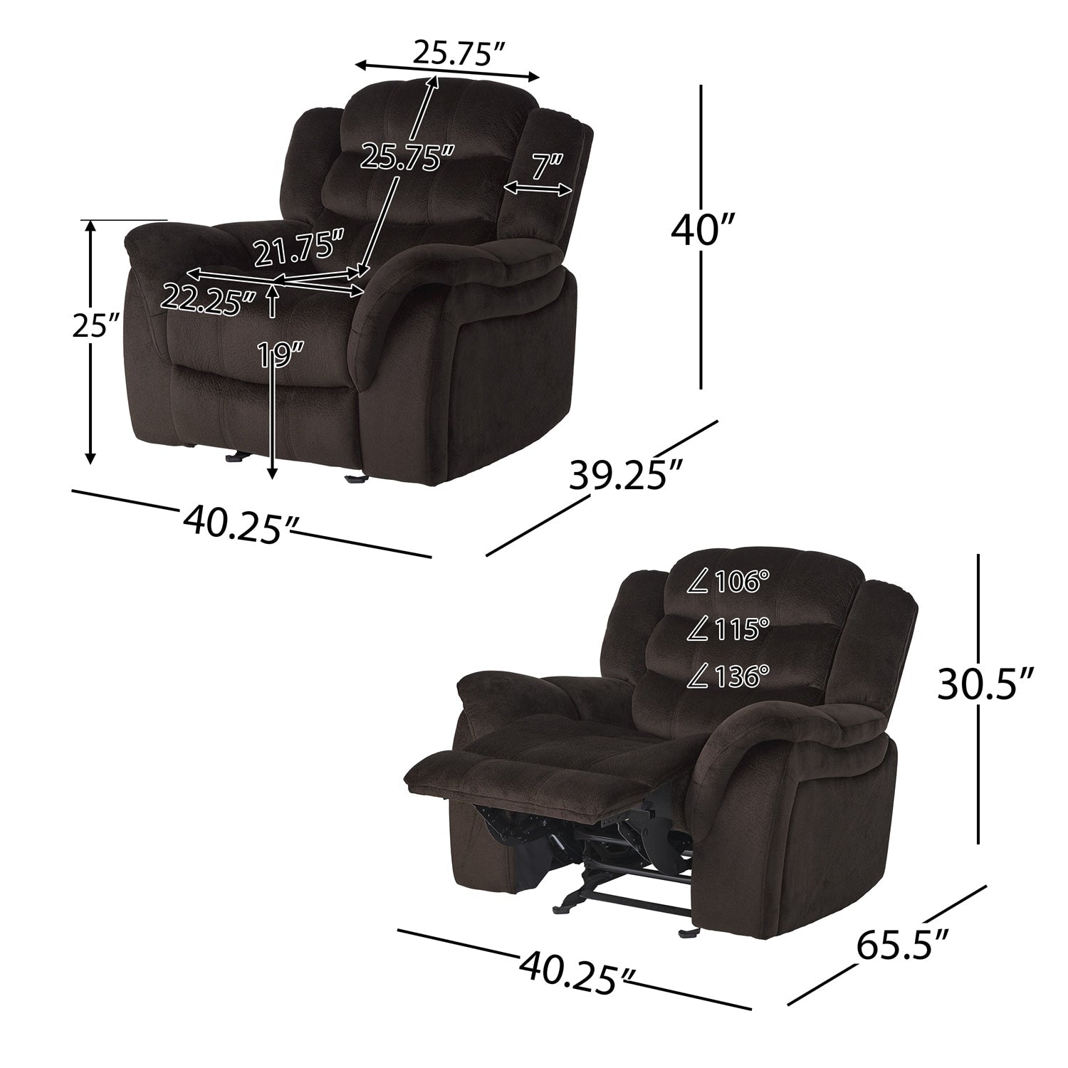 Fauteuil inclinable surdimensionné et luxueux pour une relaxation ultime