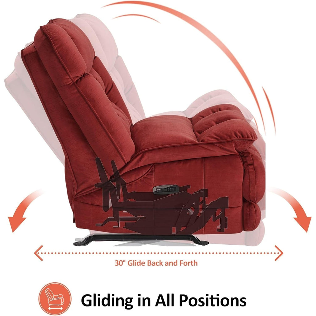 Fauteuil inclinable électrique sans accoudoirs à double moteur MCombo surdimensionné, modèle Zeroarms, idéal pour le salon, tissu PR607