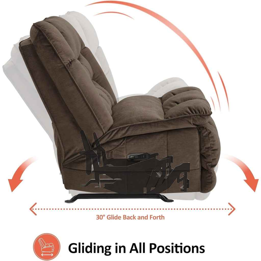 Fauteuil inclinable électrique sans accoudoirs à double moteur MCombo surdimensionné, modèle Zeroarms, idéal pour le salon, tissu PR607