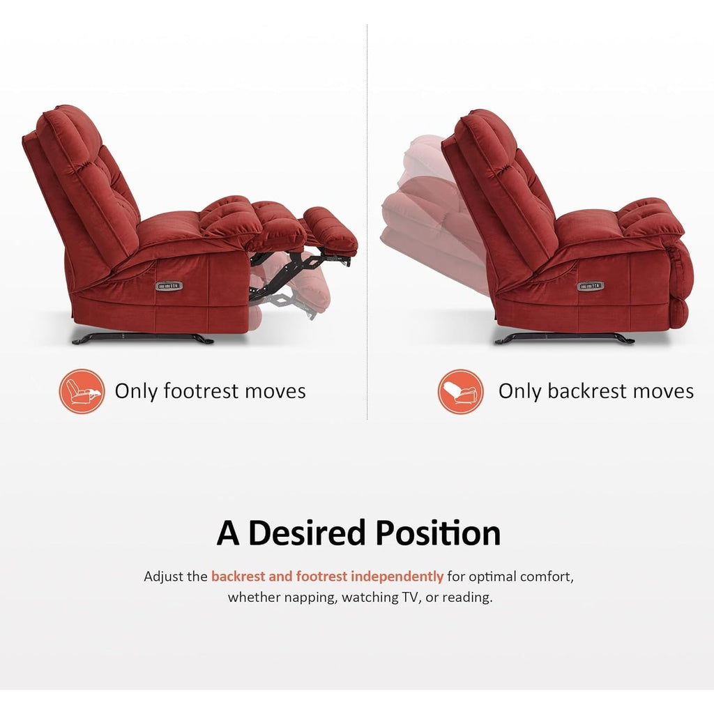 Fauteuil inclinable électrique sans accoudoirs à double moteur MCombo surdimensionné, modèle Zeroarms, idéal pour le salon, tissu PR607