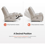 Fauteuil inclinable électrique sans accoudoirs à double moteur MCombo surdimensionné, modèle Zeroarms, idéal pour le salon, tissu PR607