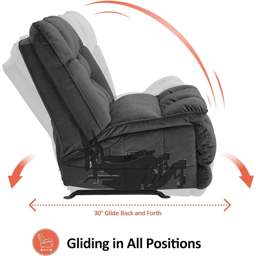 Fauteuil inclinable électrique sans accoudoirs à double moteur MCombo surdimensionné, modèle Zeroarms, idéal pour le salon, tissu PR607