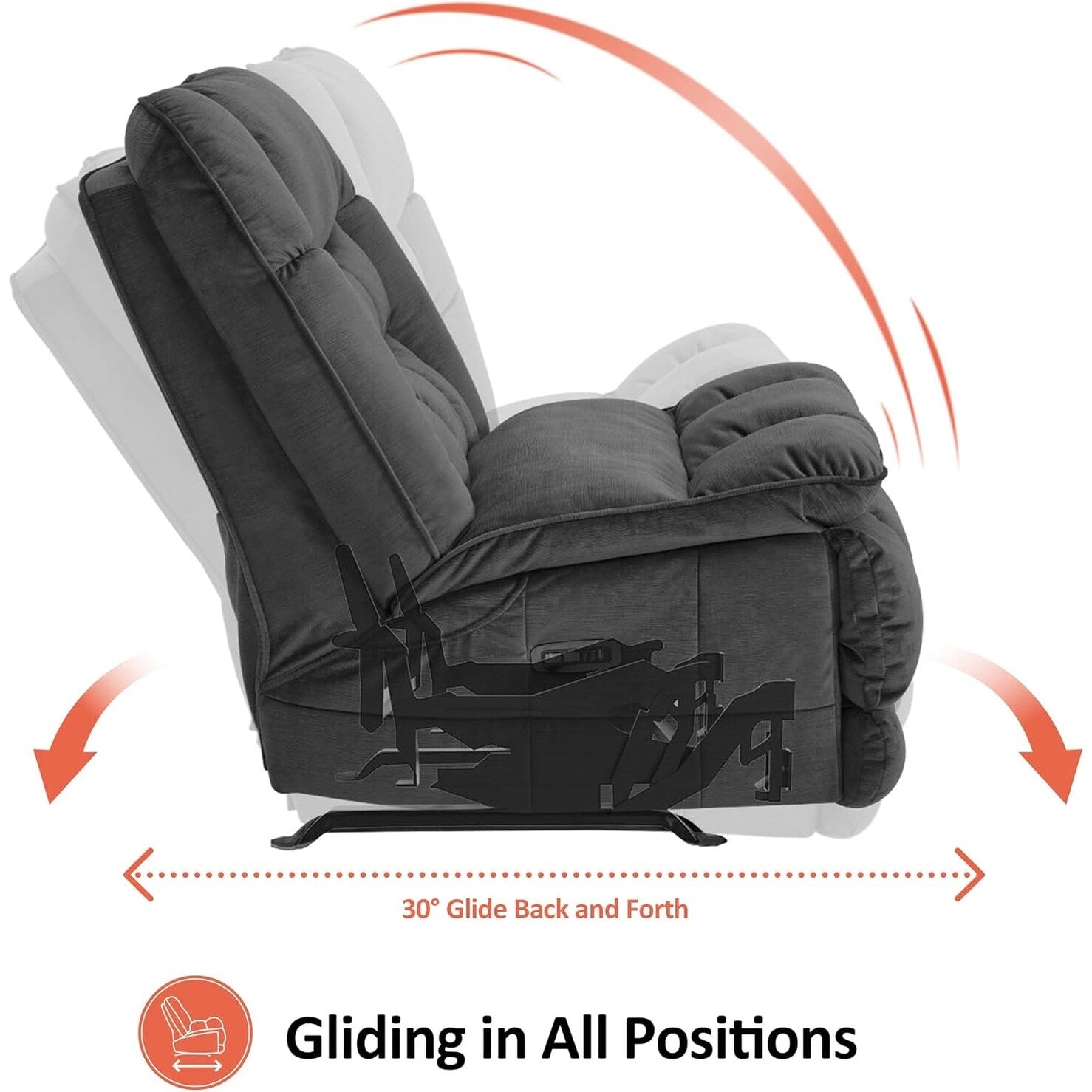 Fauteuil inclinable électrique sans accoudoirs à double moteur MCombo surdimensionné, modèle Zeroarms, idéal pour le salon, tissu PR607