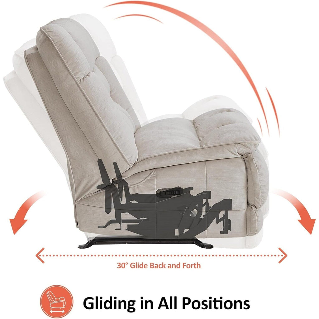 Fauteuil inclinable électrique sans accoudoirs à double moteur MCombo surdimensionné, modèle Zeroarms, idéal pour le salon, tissu PR607