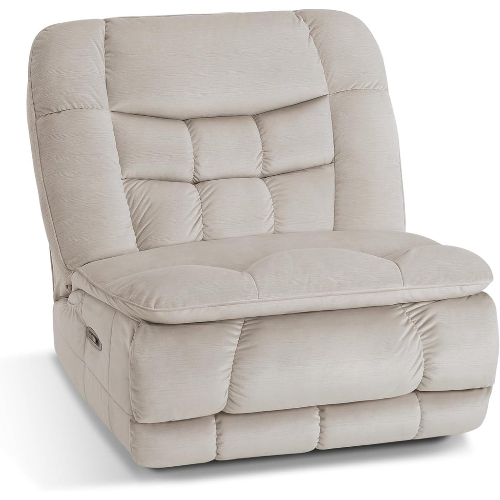 Fauteuil inclinable électrique sans accoudoirs à double moteur MCombo surdimensionné, modèle Zeroarms, idéal pour le salon, tissu PR607