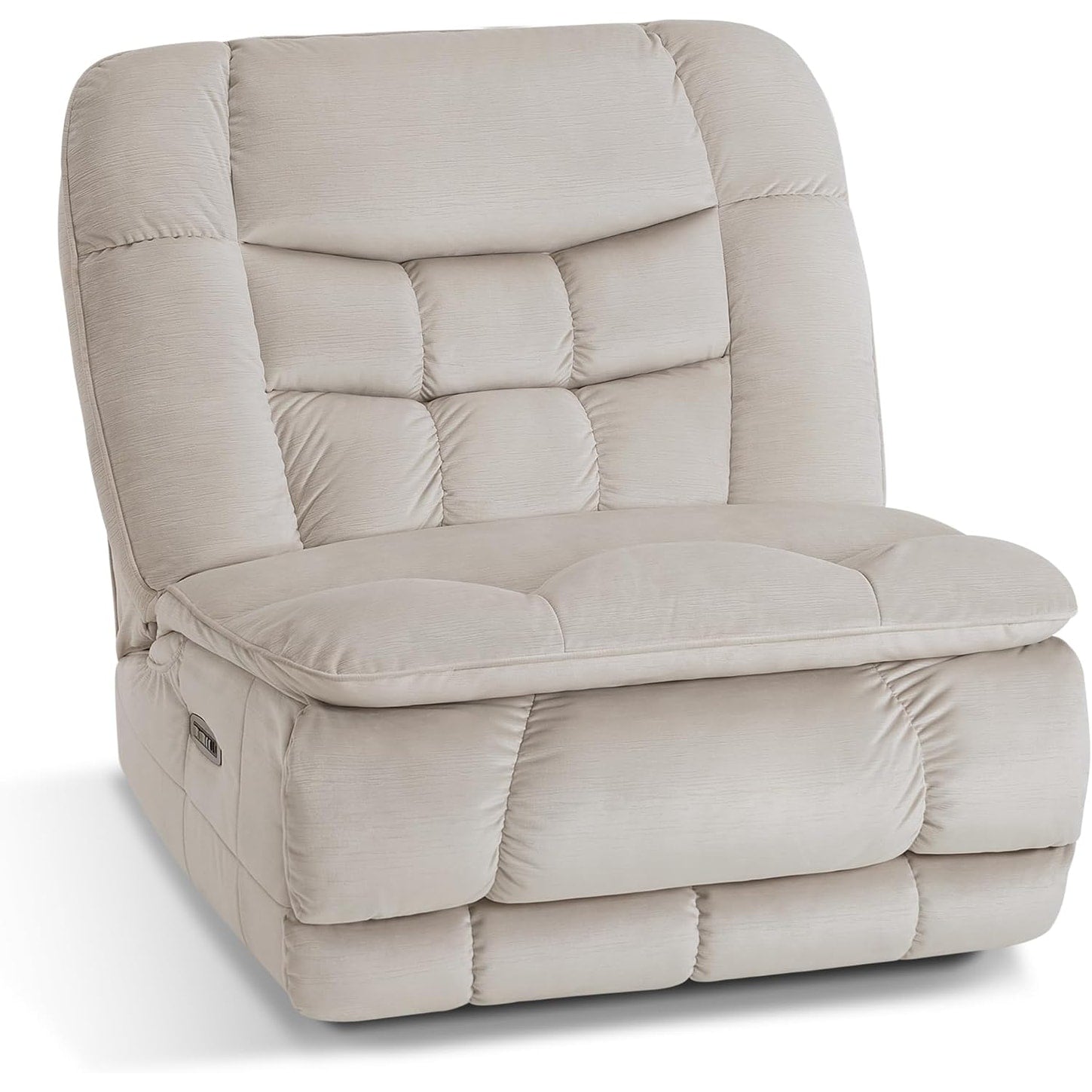 Fauteuil inclinable électrique sans accoudoirs à double moteur MCombo surdimensionné, modèle Zeroarms, idéal pour le salon, tissu PR607