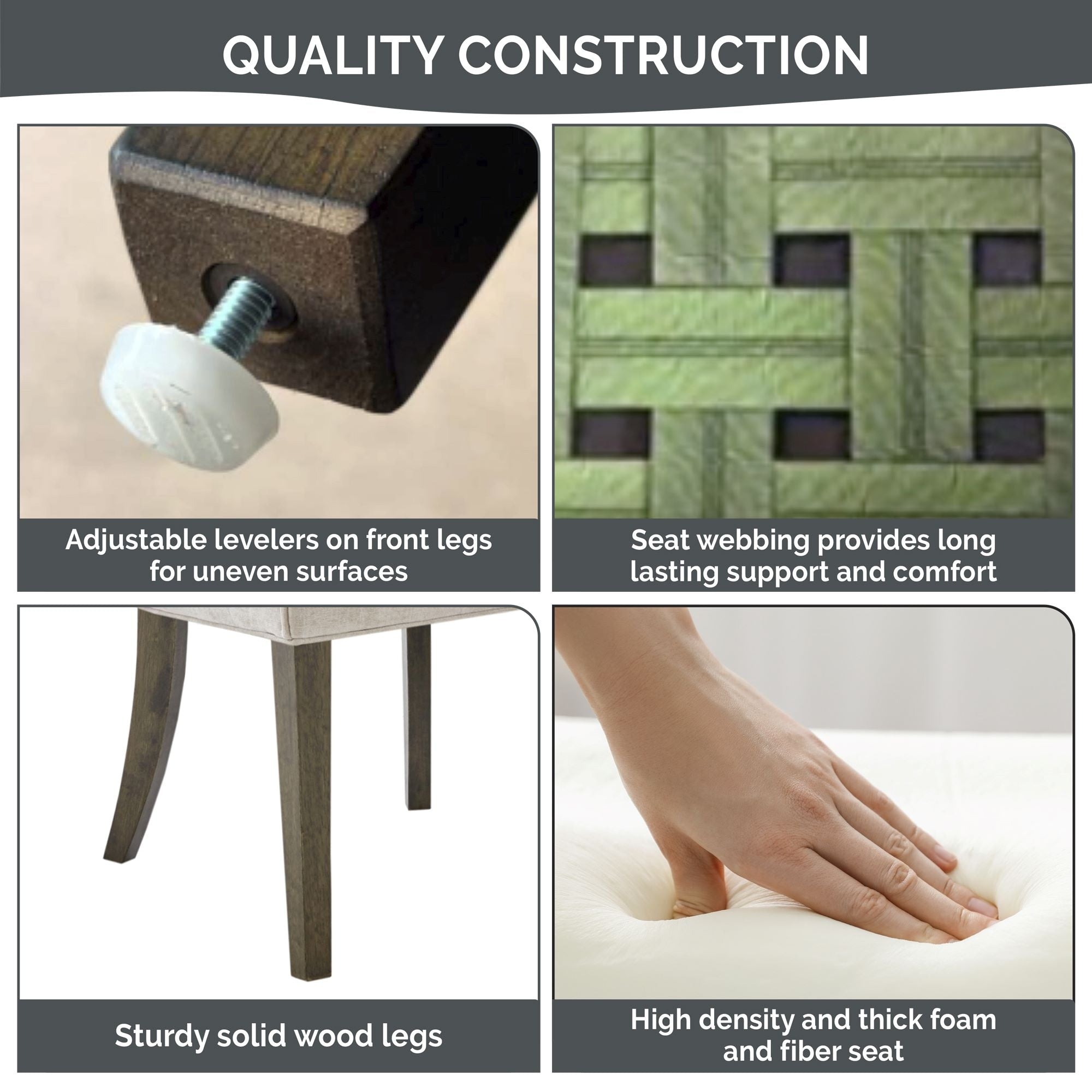 Madison Park Signature Ultra Fauteuils de salle à manger capitonnés avec pieds en bois (lot de 2) - N/A