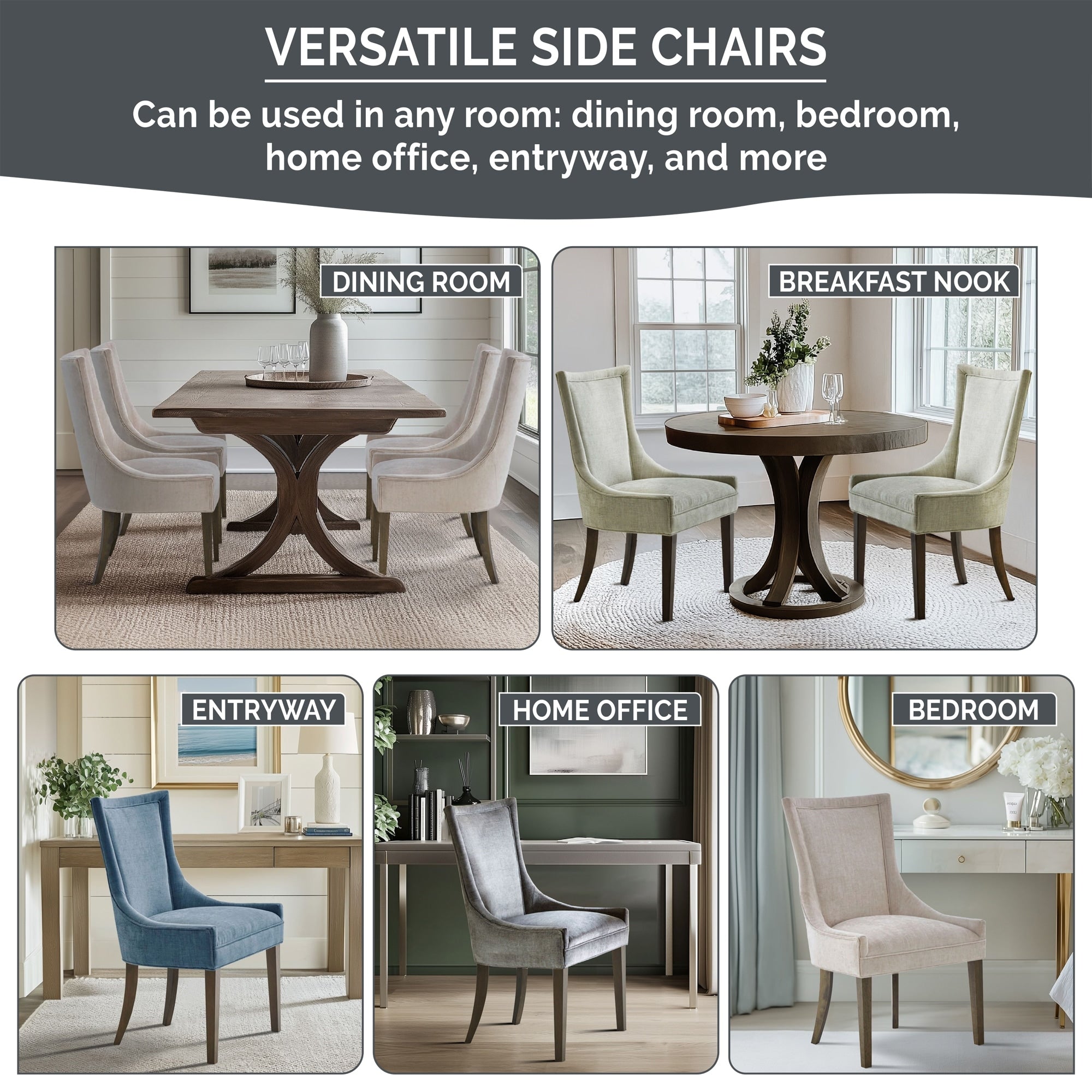 Madison Park Signature Ultra Fauteuils de salle à manger capitonnés avec pieds en bois (lot de 2) - N/A