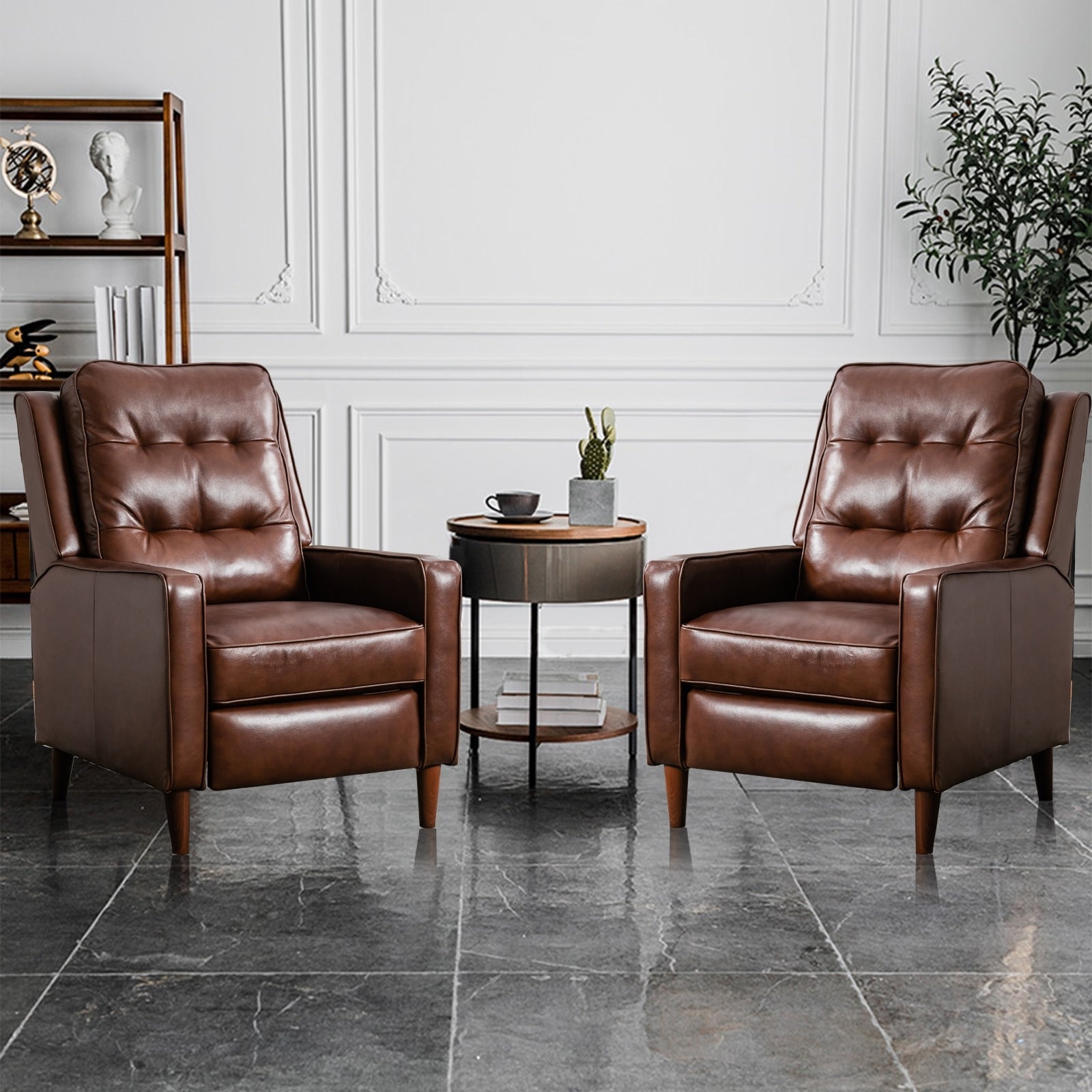 Fauteuil inclinable à dossier inclinable, fauteuil en tissu avec accoudoirs et rivets décoratifs, fauteuil d'appoint pour canapé une place