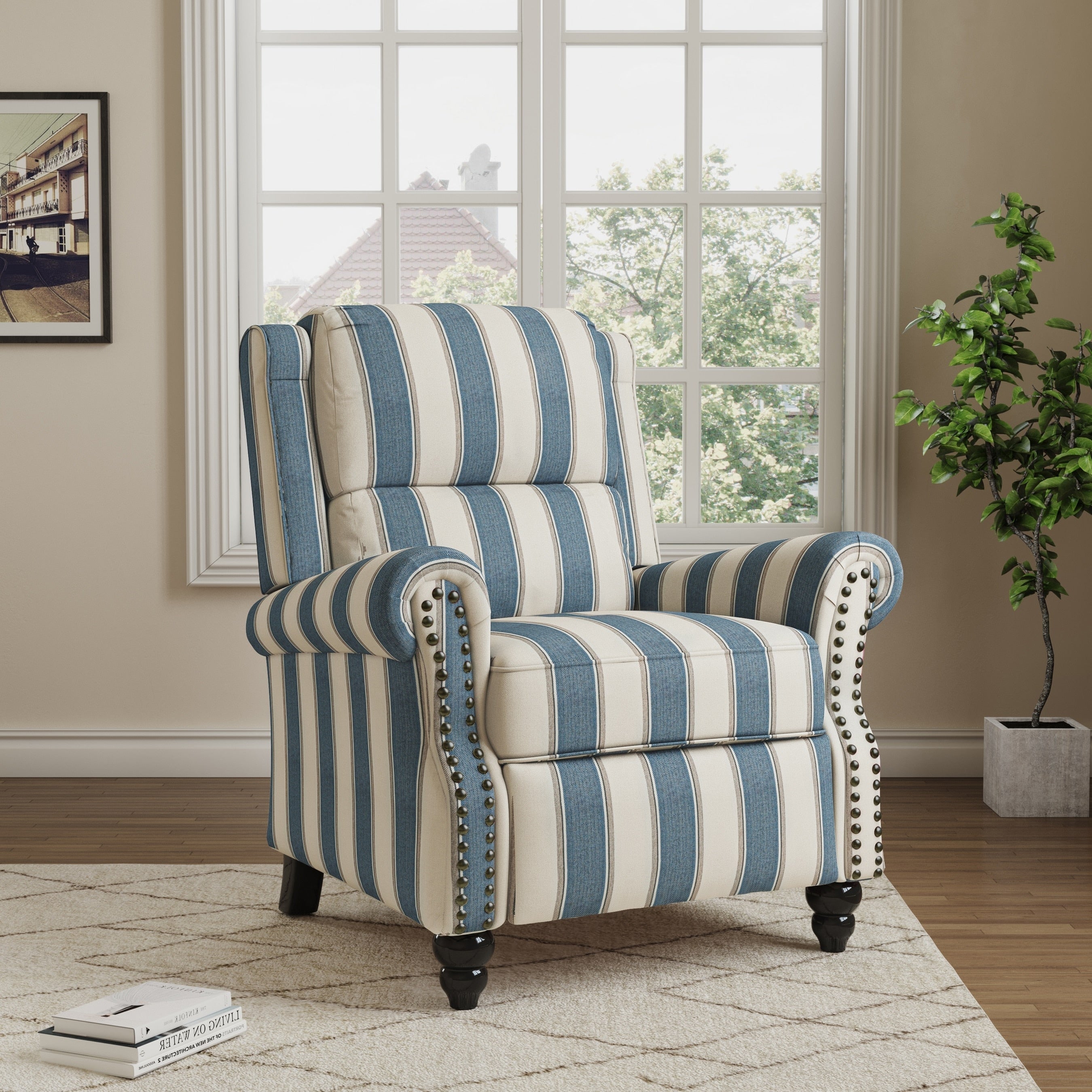 Fauteuils inclinables à commande manuelle avec garniture à clous décoratifs