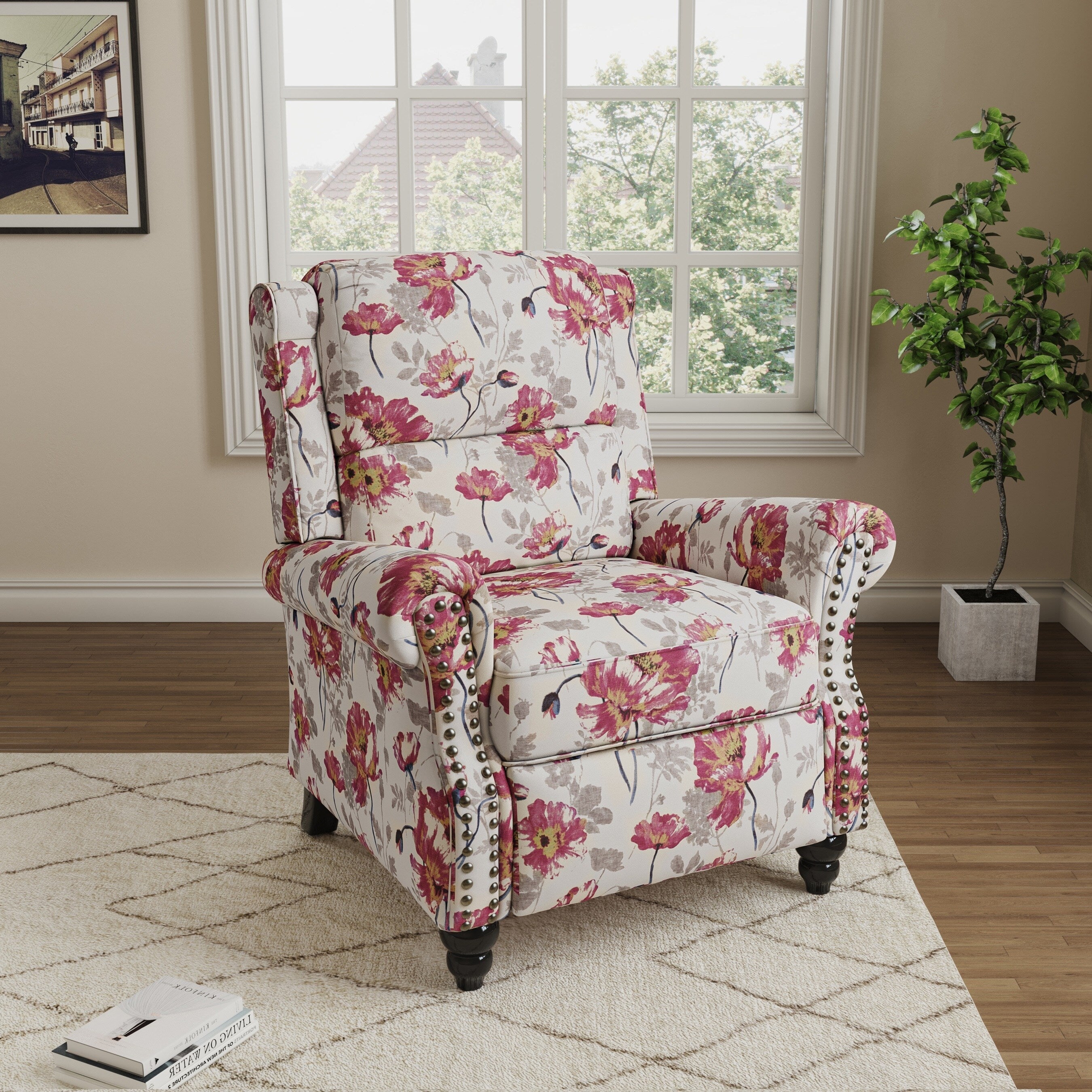 Fauteuils inclinables à commande manuelle avec garniture à clous décoratifs