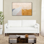 Canapé moderne en cuir véritable avec pieds en bois et coussin supplémentaire.