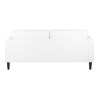 Canapé moderne en cuir véritable avec pieds en bois et coussin supplémentaire.