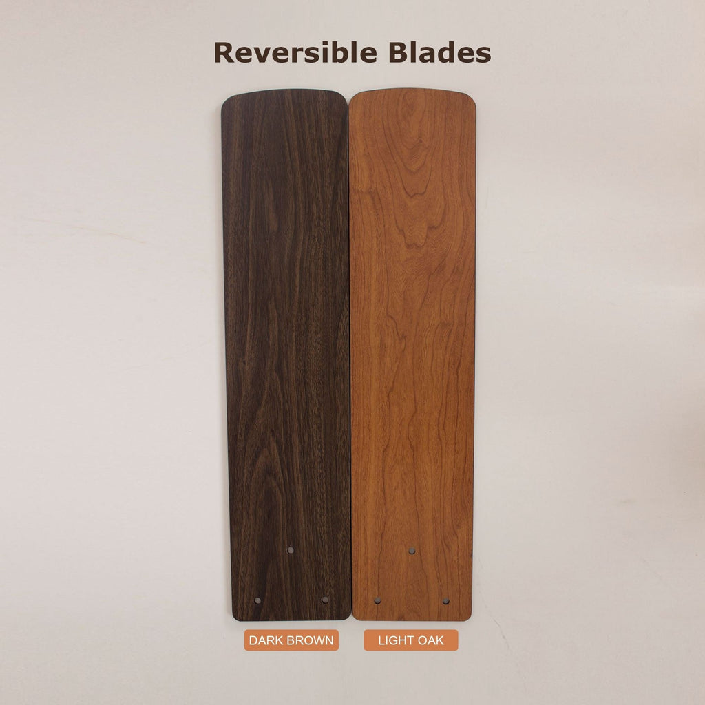 Ventilateur de plafond à 52 pouces avec 5 pales en bois réversibles, 3 lumières et télécommande.