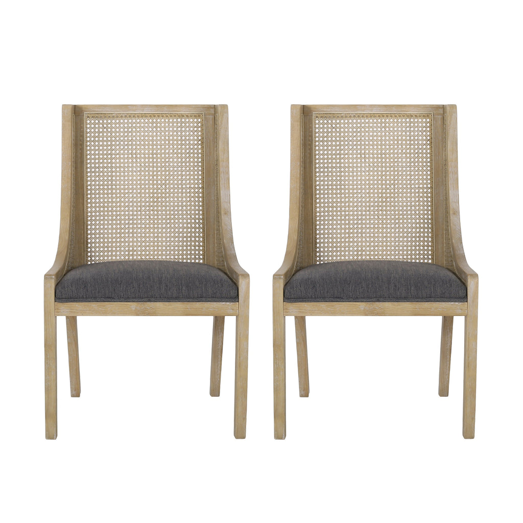 Chaises de salle à manger rembourrées en osier et bois Maurers (lot de 2) par Christopher Knight Home