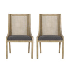 Chaises de salle à manger rembourrées en osier et bois Maurers (lot de 2) par Christopher Knight Home