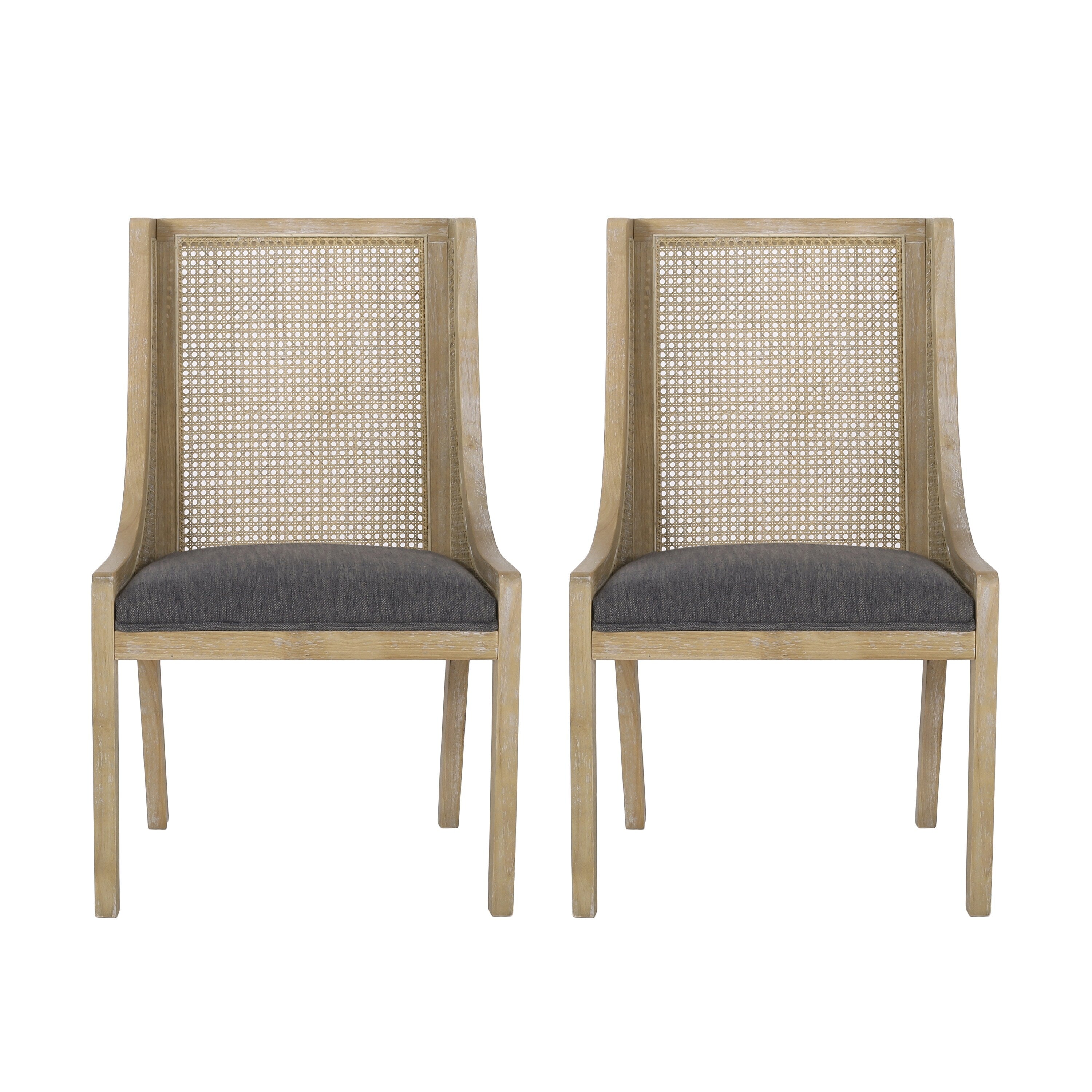 Chaises de salle à manger rembourrées en osier et bois Maurers (lot de 2) par Christopher Knight Home