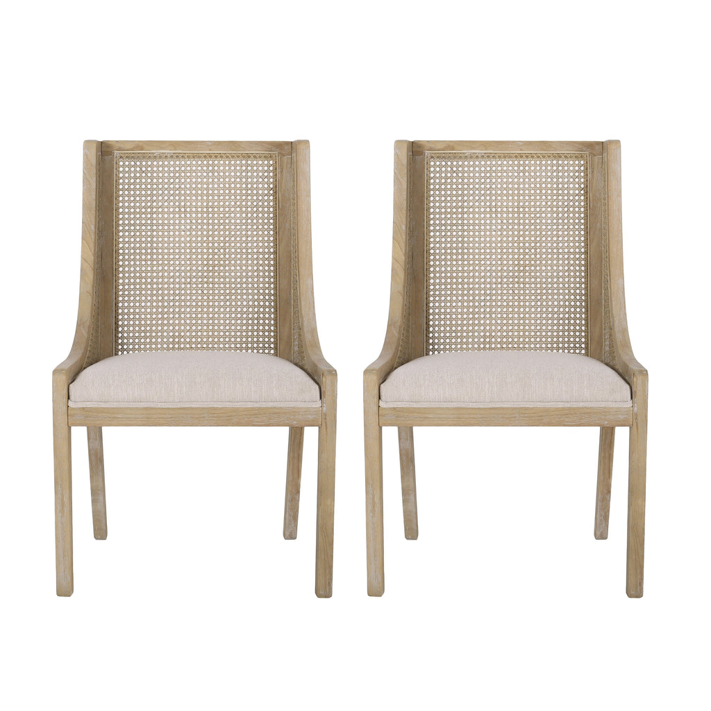 Chaises de salle à manger rembourrées en osier et bois Maurers (lot de 2) par Christopher Knight Home