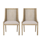 Chaises de salle à manger rembourrées en osier et bois Maurers (lot de 2) par Christopher Knight Home