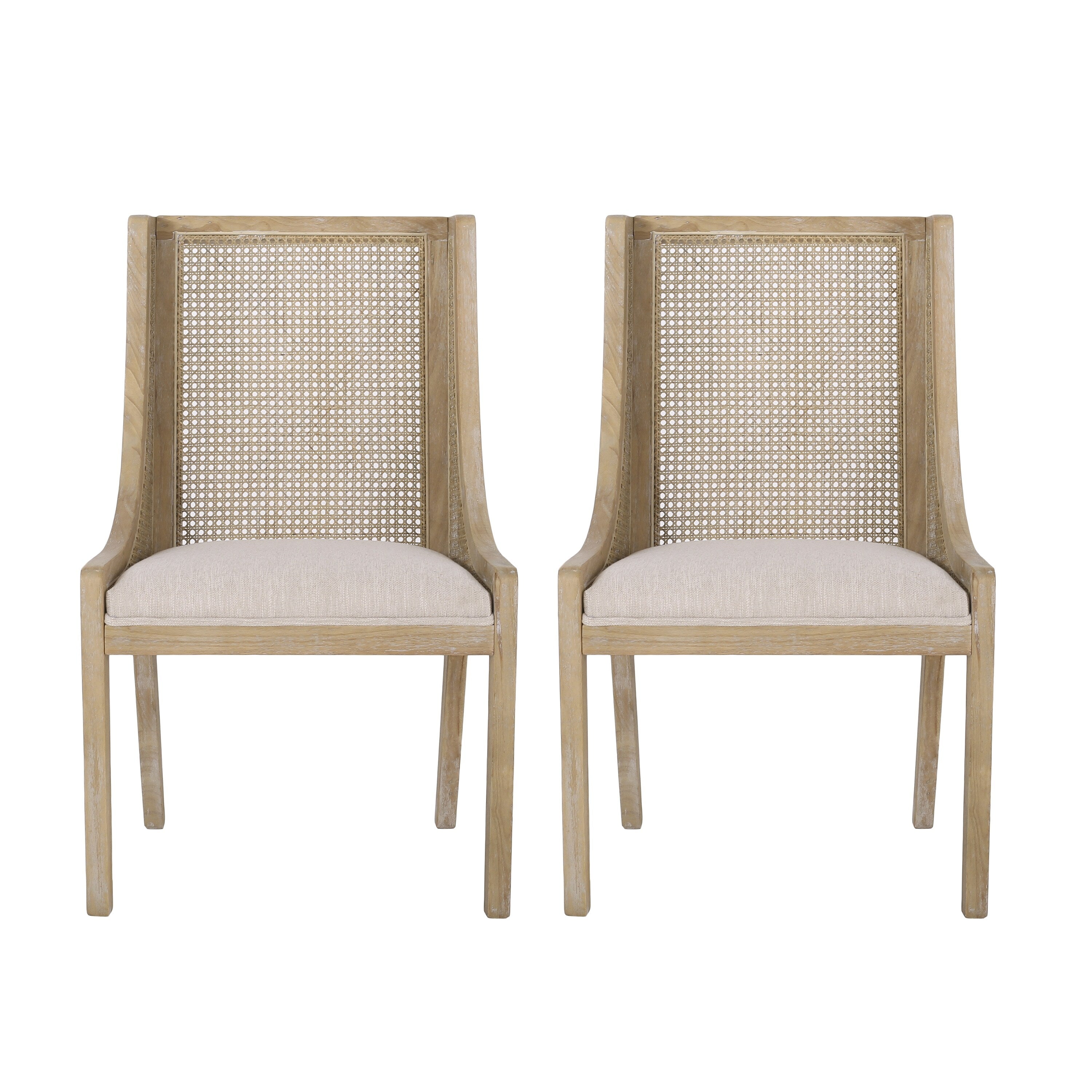 Chaises de salle à manger rembourrées en osier et bois Maurers (lot de 2) par Christopher Knight Home