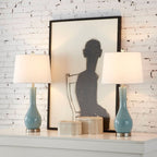 Ensemble de 2 lampes de table en céramique de 28,5 cm avec USB