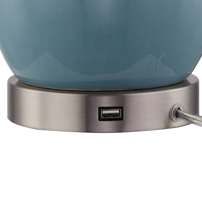 Ensemble de 2 lampes de table en céramique de 28,5 cm avec USB