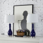 Ensemble de 2 lampes de table en céramique de 28,5 cm avec USB